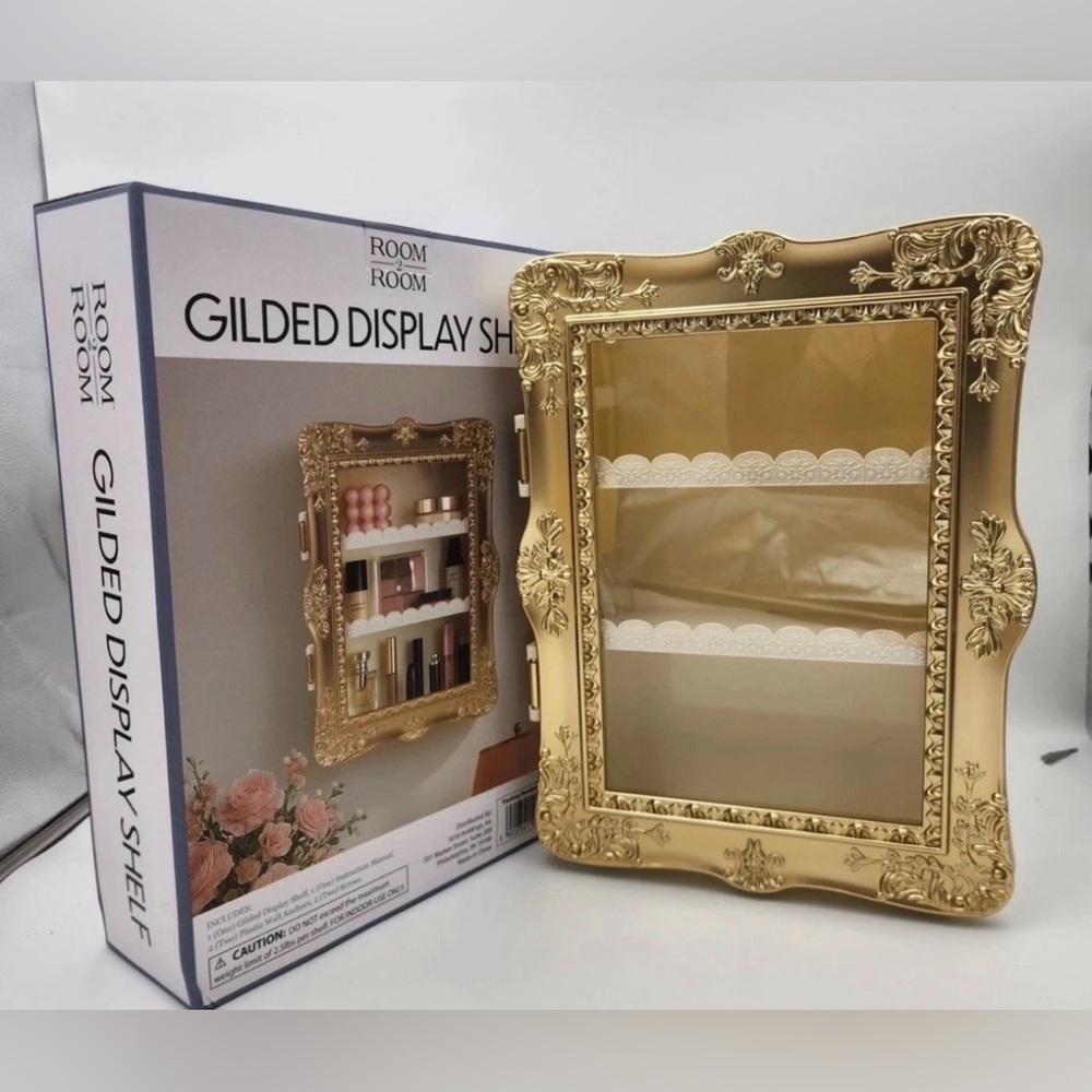 NEW TIK TOK VIRAL Room 2 Room Gold Gilded Display Shelf